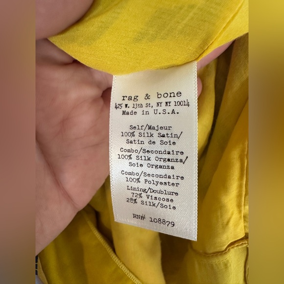 Rag & Bone Chelsea Yellow/blue Organza Sleeveless 100% Silk Mini Dress Sz 2 - Picture 6 of 8
